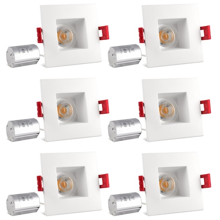 2 Inch Square LED Recessed Downlights 8W 600LM 5000K Bright White Dimmable 6-Pack